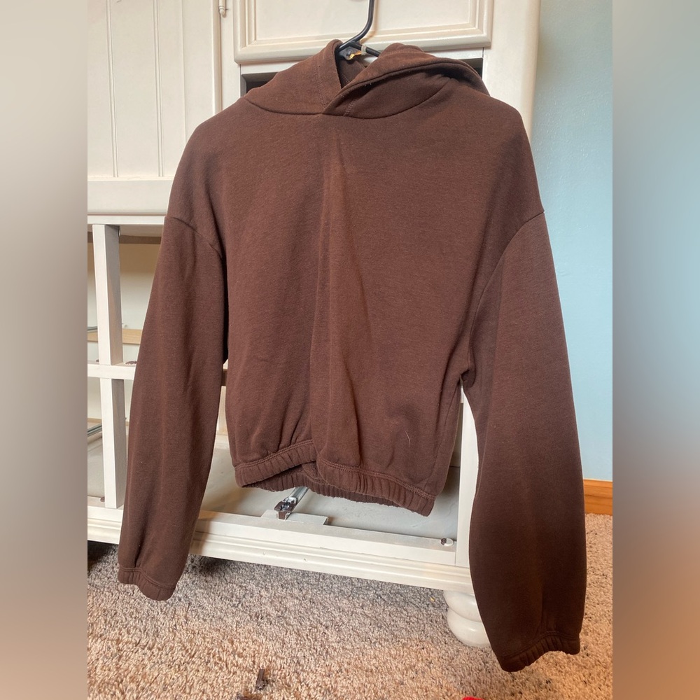 Brown cropped zara hoodie